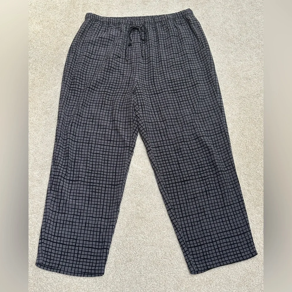 Eileen Fisher SET Black Gray M Top and S/P Pants Grid Pattern - Picture 9 of 16